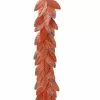 TheHolidayBarn.com Flocked Leaf Garland, Coral